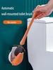 New Toilet Brush Silicone Brush Head Wall-Mounted Automatic Opening And Closing Bathroom Cleaning Brush Set No Dead Corner Wash