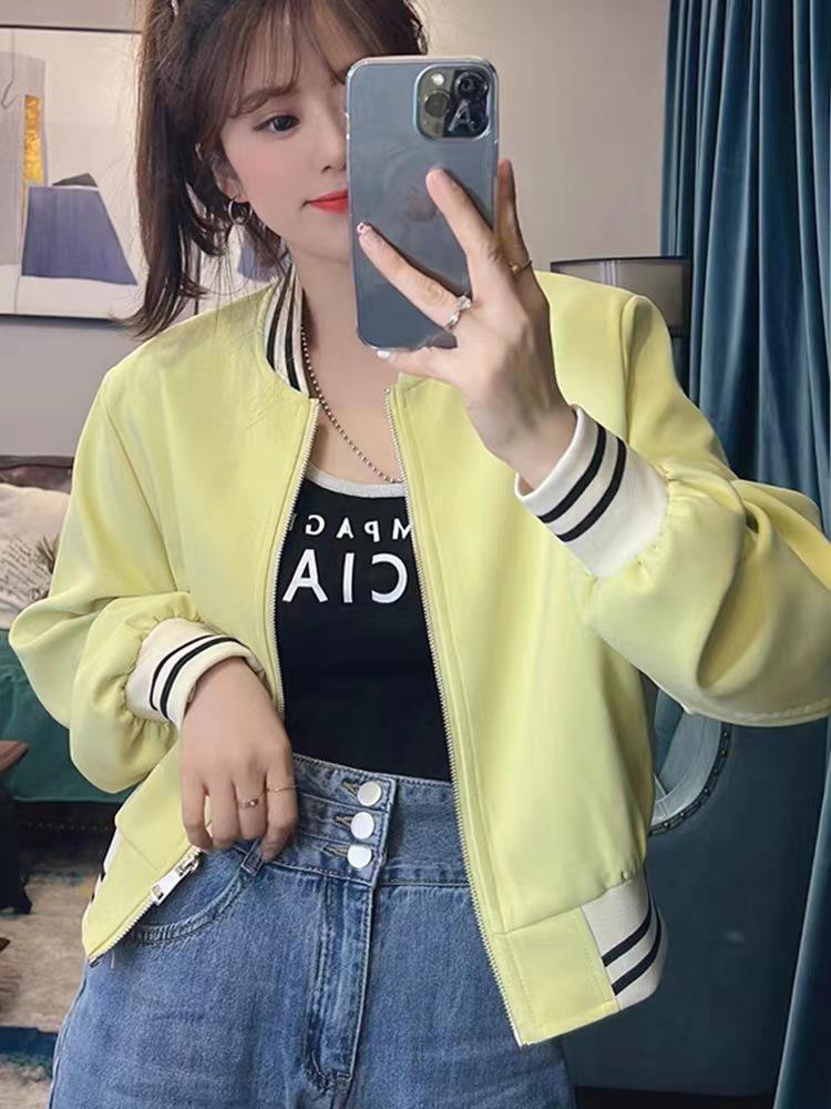 Women's White Fragrance Style Baseball Jacket 2024 - Petite, Short, High-End Niche American Design.