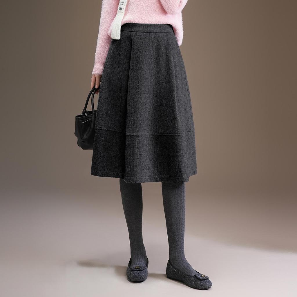 2025 Winter Slimming A-Line Wool Skirt: Mid-Length, Hip-Covering, Stylish & Comfortable Drape