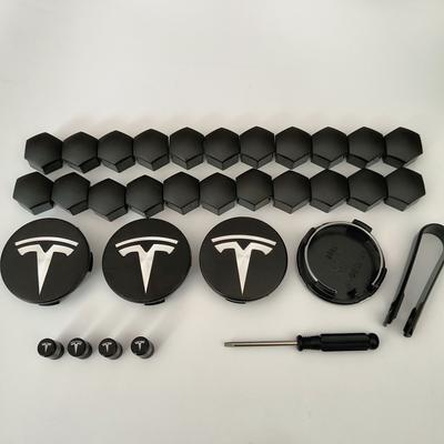 ZTOP1 56mm 4pcs 26PCS 30PCS pour Model 3 Y (Genévrier) Cache-moyeux de roue de voiture Bouchon de valve Cache-écrou de roue de pneu Extérieur