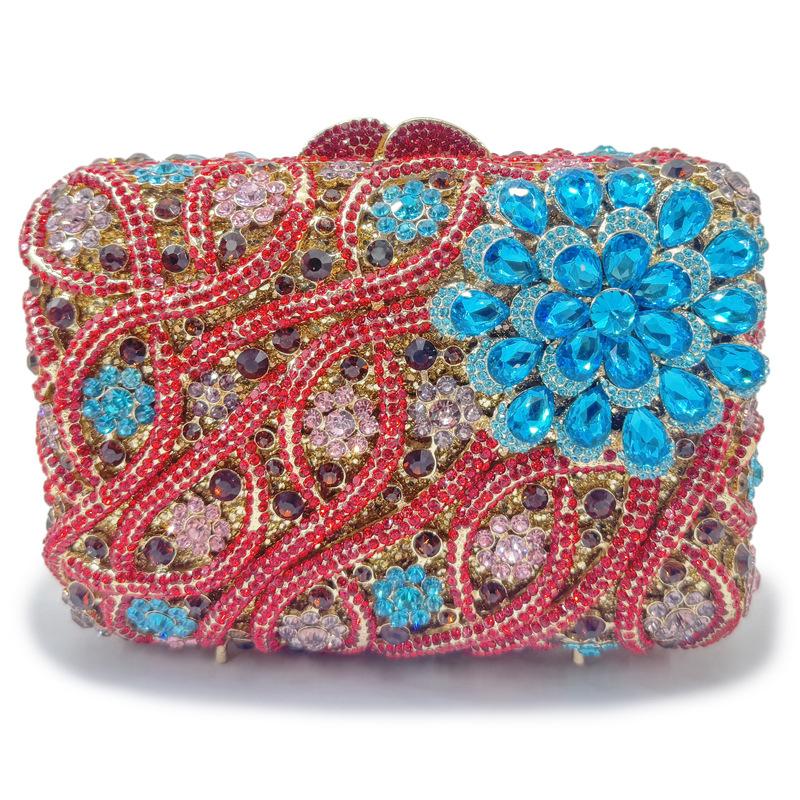 WHTUOHENG Luxury Pink Crystal Bridal Purse Diamond Banquet Clutch Stone Handbag For Wedding Dinner Party Cocktail Event Clutches