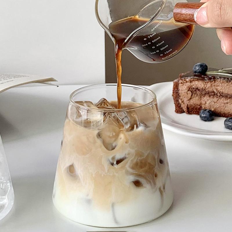 2/4pcs Glass Cup Cold Coffee Cups 300ml Drink Glass Cup Kitchen Accessorie 350ml Cup for Milk Tea Juice Cup Drink Glasses Bottle