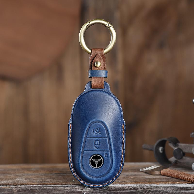 Retro and Old Style Handmade Real Cowhide Car Key Cover Is Suitable for Mercedes-Benz Bag Case.
