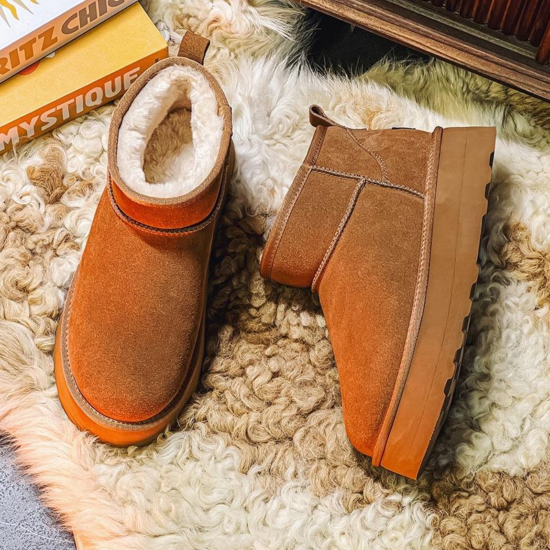 3156 Cotton Shoes Snow Boots New Winter Thickened Warm Cotton Shoes One Pedal Thick-soled Retro Cotton Boots