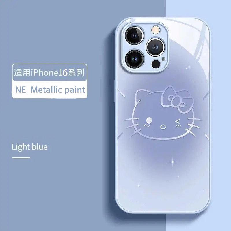 Ins New Hello Kitty Metallic-Color Phone Case For Samsung S10 20 21 22 23 8 9 24 FE PLUS Ultra 5G Glass Hard Cover