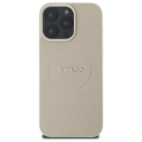 Etui do iPhone 16 Pro Max Guess Grained Ring MagSafe beżowe