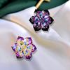 Hand-Woven Multi-Faceted Color-Changing Snowflake Flower Brooch for Suits - Unisex