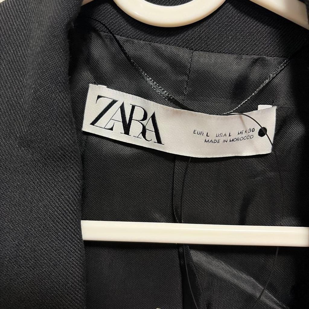 ZARA Black Tailored Jacket Satin Lapel Size L Ref 8306/400/800