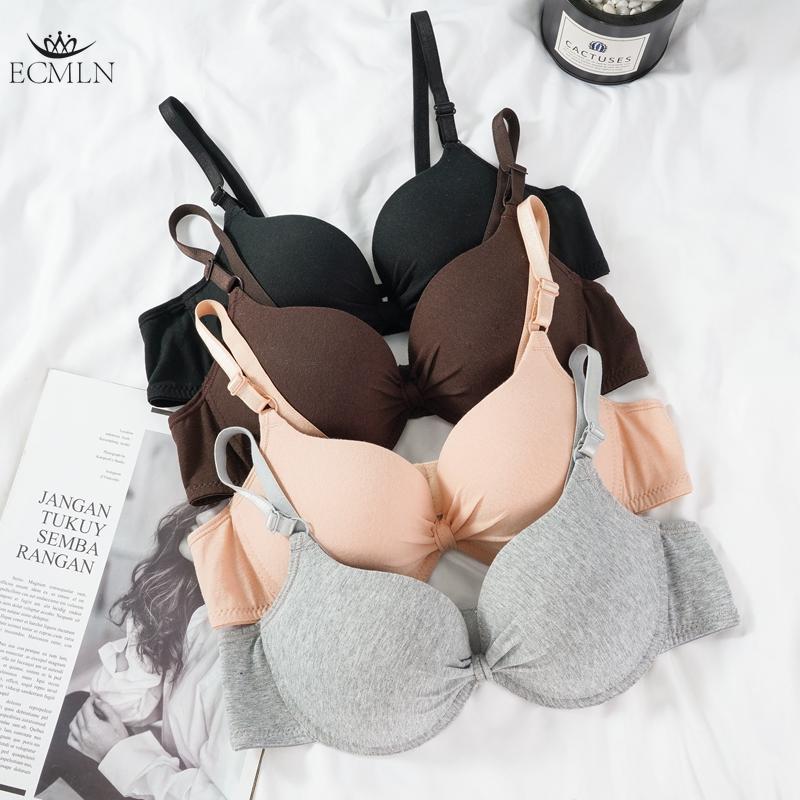 Sexy Women's Cotton Push Up Gathered Bra Deep V Underwire Ladied Brassiere Lingerie Solid Bras Backless Intimate Underwear Bras