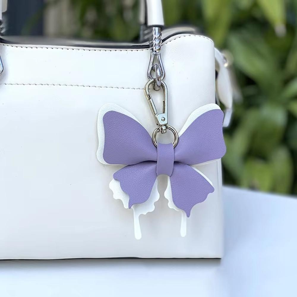 Retro Colorful Butterfly Pendant Keychains Leather Exquisit Backpack Decoration Accessories Personalized Bag Pendant