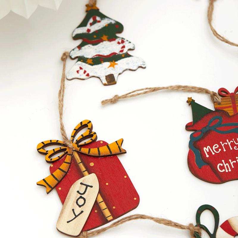 NEW Wooden Christmas Tree Gift Pack Pendant Retro Christmas Tree Decor Drop Ornament Christmas Party Supplies for Home Decor