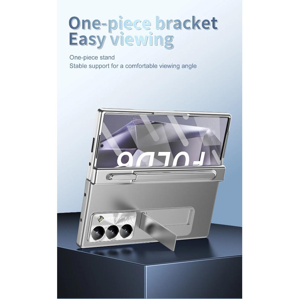 Military Armor with Touch Pen Holder Case for Samsung Galaxy Z Fold 6 5 4 3 Case Hinge Magnetic Plating Kickstand Stand Shockproof Full Cover