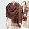 New Korean grid autumn and winter fresh couple gentle retro warm scarf women's versatile tassel imitation cashmere scarf