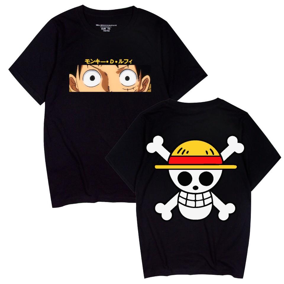 

ONE PIECE Anime Tshirt Summer Short Sleeve Tee Shirt Cartoon T Shirt Fitness Tops XS чёрный