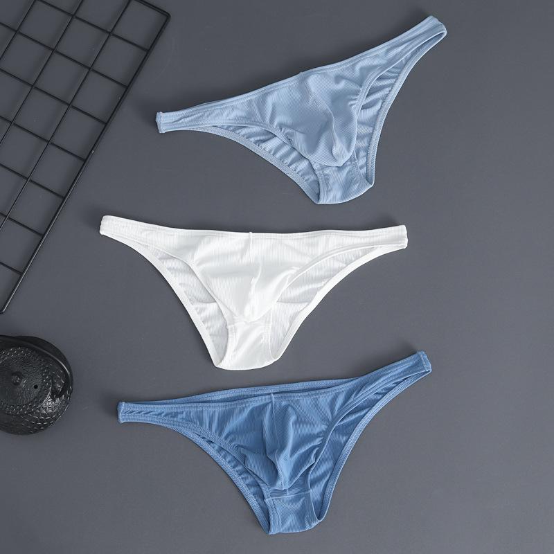 Pánské sexy kalhotky a tanga s nízkým pasem, hedvábné, jednobarevné
