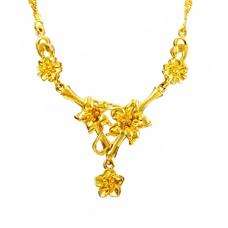 Korean Fashion Plated Five Flowers Bridal Wedding Collar Chain Necklace Pendant