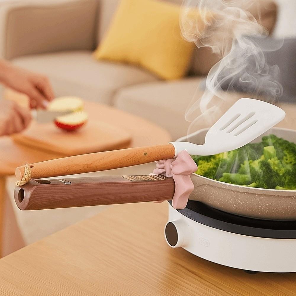 Bow-knot Silicone Spoon Holder Silicone Construction Pan Clip Rack Convenient Spoon Rest  Cooking