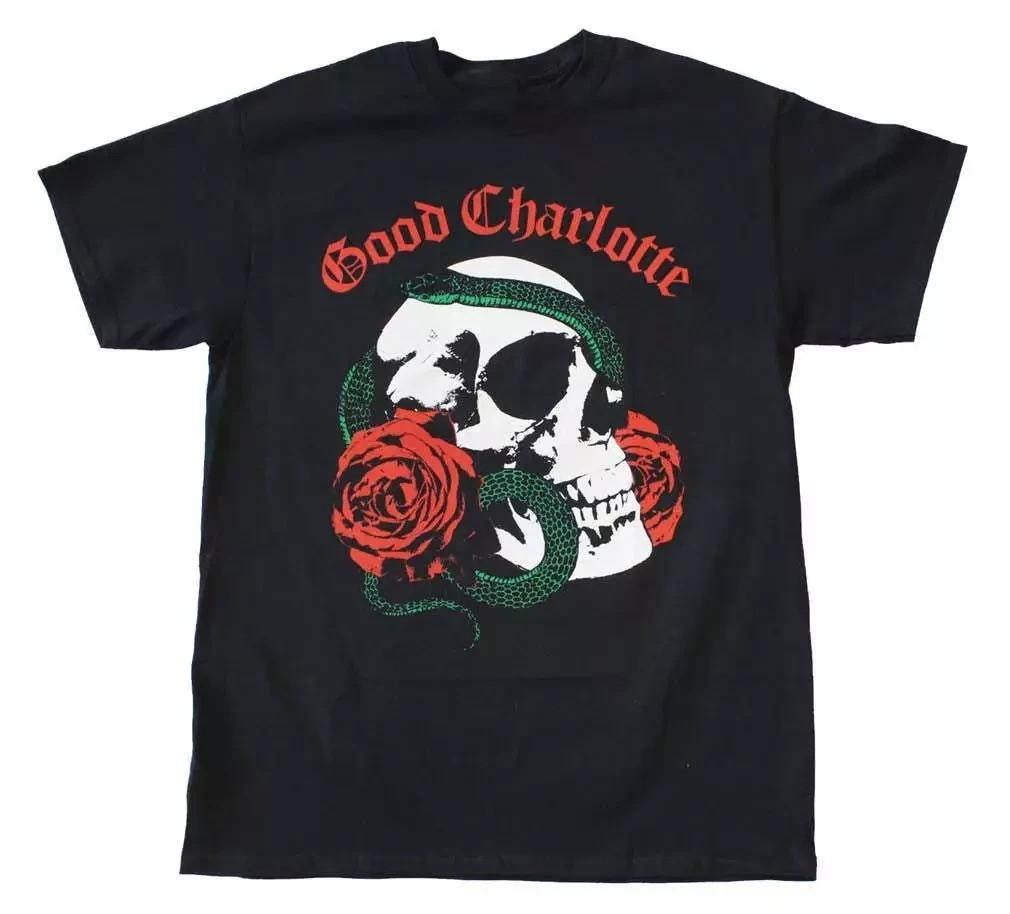 

Vintage Charlotte Band Rose Skull Black Cotton S to 5XL Shirt SG453 5XL різнокольоровий