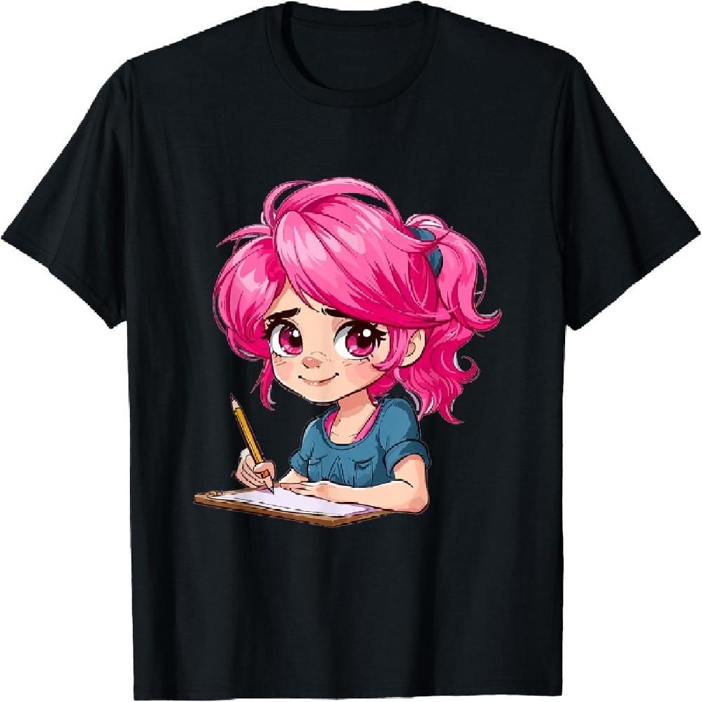 Anime and Sketching Anime Girl Sketching Otaku Graphic T-Shirt XXXXXL чёрный