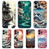 For iPhone 15 16 14 13 12 Mini 11 Pro Max XS X XR SE 7 8 Plus Silicone Clear Cover Japanese Landscape Luxury Phone Case