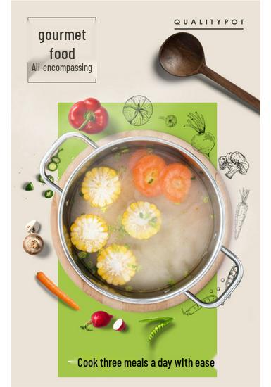 Stainless Steel Double Layer Soup Pot and Steamer for Gas & Induction Cooktops