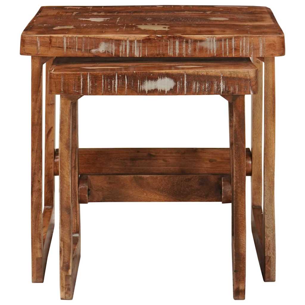 Nesting Tables Set of 2 46 X 46 X 45 Cm Solid Upcycled Wood