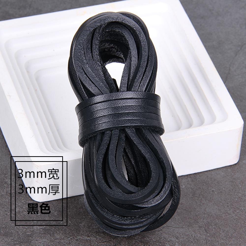 DIY Natürliches Quadratisches Rindslederseil, Handgefertigter Perlenbesetzter Rindslederstreifen 3 mm Breit 3 mm Dick Quadratisches Rindslederseil
