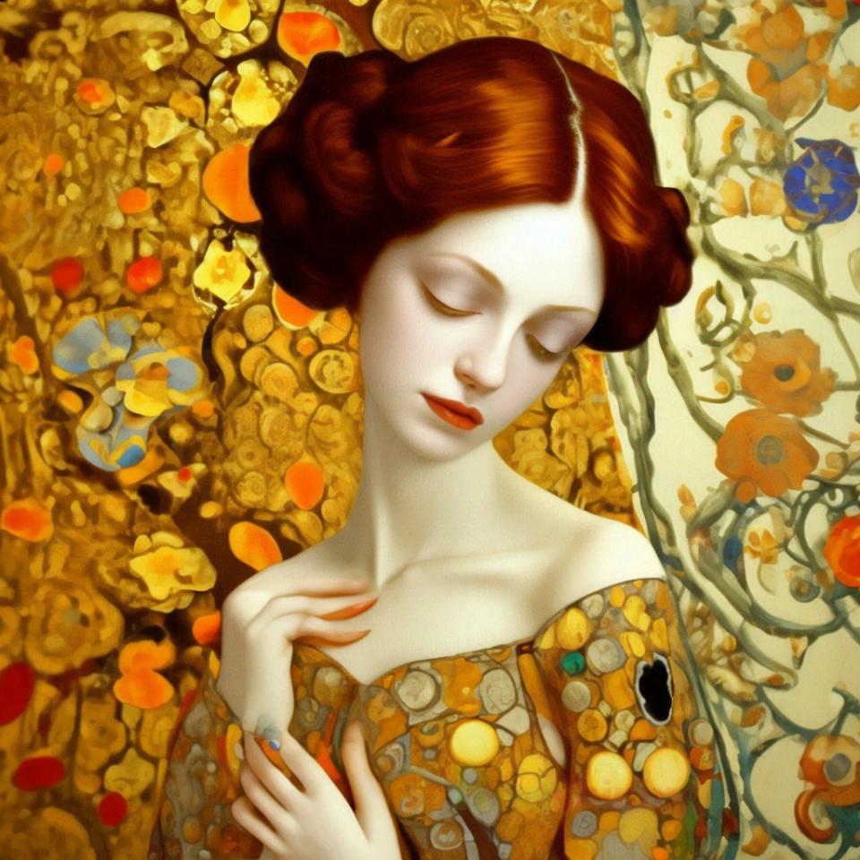 Gustav Climt Schönheit 5D DIY Diamantmalerei Neu 2024 Mädchen mit goldenem Haar Voll Quadratisch Rund Diamant Mosaik Stickerei Wanddeko