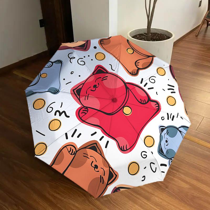 

1pc Lucky Cat Automatic Umbrella Durable Iron Frame & Plastic Handle, Gift for Men & Women, Sturdy Construction yy250905124