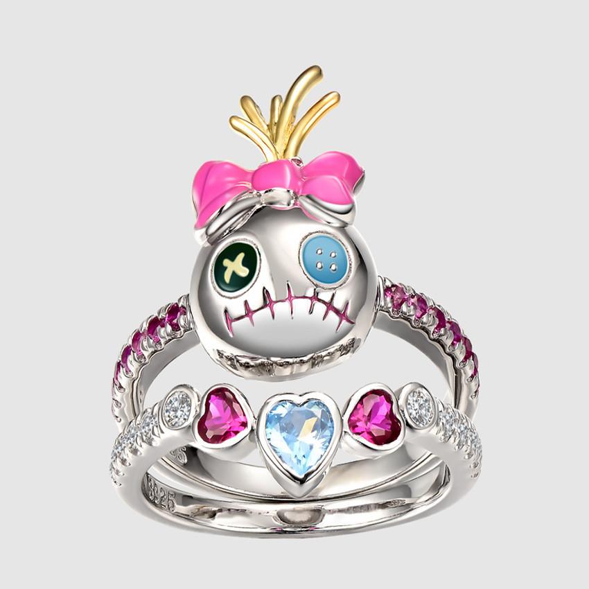 Interstellar Baby Anime Cartoon Character Stewie Angel Micro-set Diamond Ring Set