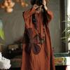 Vestido feminino vintage solto com decote em V vestidos estampados