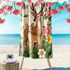 Graceful Deer Amidst Blossoms Print Beach Towel, Quick Drying, Suitable for Travel, Outdoor Sports, Jogging, the Beach and Swimming, Gift