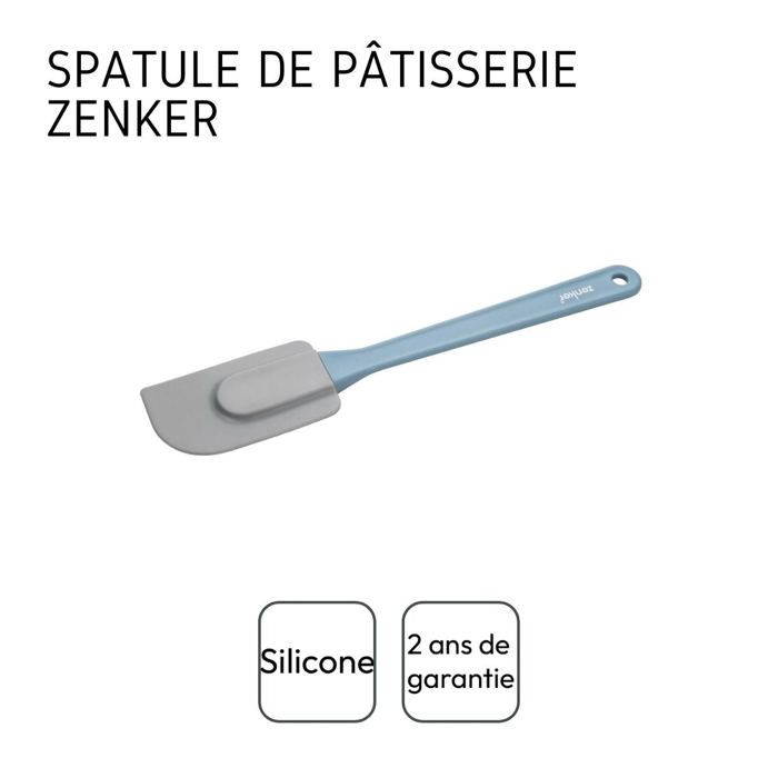 Spatule en silicone - zenker - sweet sensation - 26,5 cm - résistante jusqu'à 230°c - gris et bleu