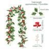 69Inch Christmas Garland Faux Leaves With Red Berries Artificial Vine Garland For Home Living Room Front Door Patio Outdoor