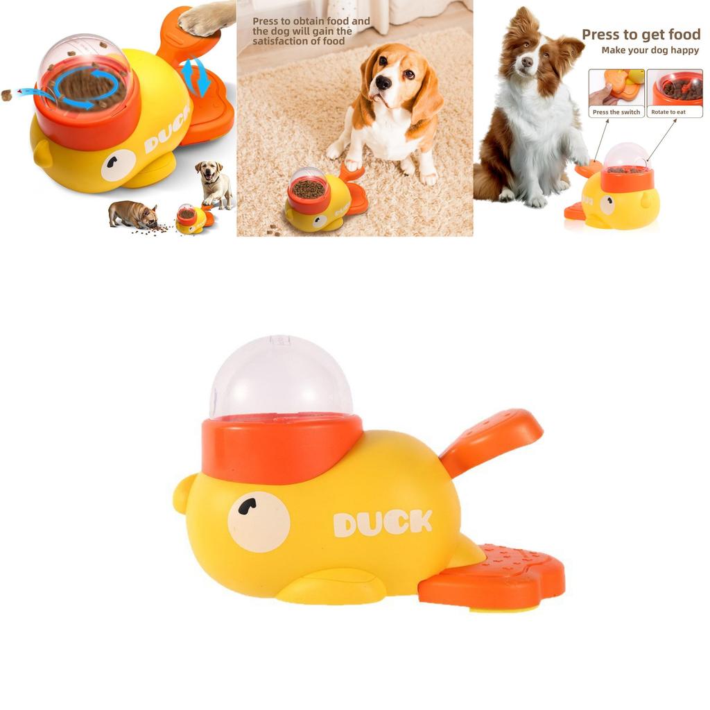 Small Yellow Duck Pet Interactive Toy Feeder For Cats And Dogs