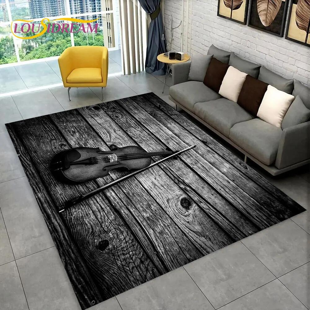 Classical Violin Instrument Music Area Rug,Carpet for Home Living Room Bedroom Sofa Doormat Kitchen Decor,kid Non-slip Floor Mat