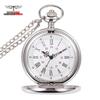 Vintage doppelseitige polierte Taschenuhr-Halskette - Klassischer Anhänger für Männer und Frauen