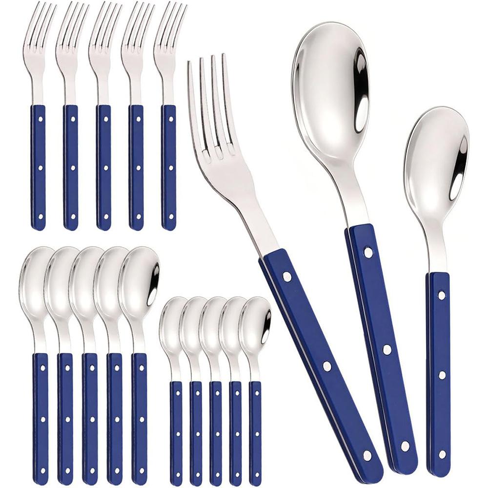18Pcs ABS Handle Rivets Decoration Cutlery Set Stainless Steels Dinner Set Fork Spoon Western Dinnerware Kitchen Flatware