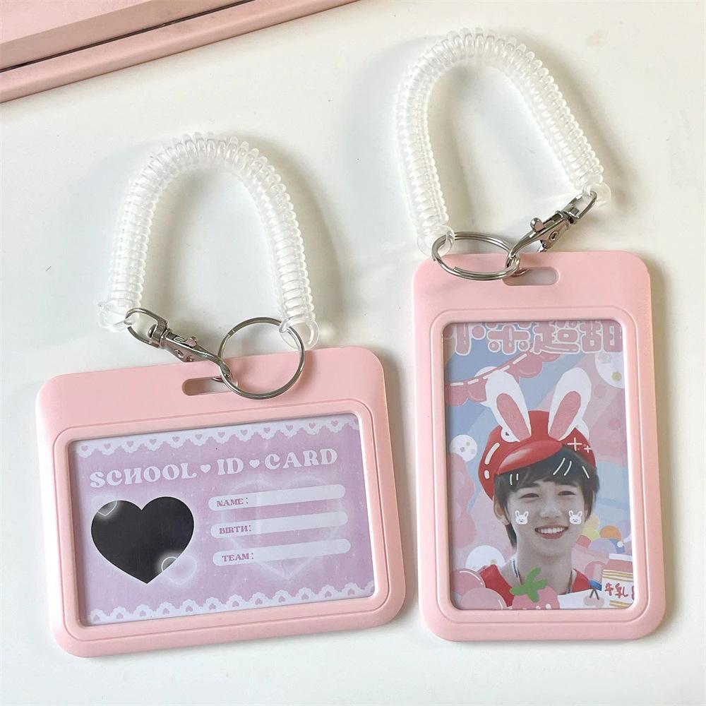 INS Pink Blue Kpop Photocard Holder Credit ID Bank Card Photo Display Holder Idol Postcard Card Protective Case with Pendant