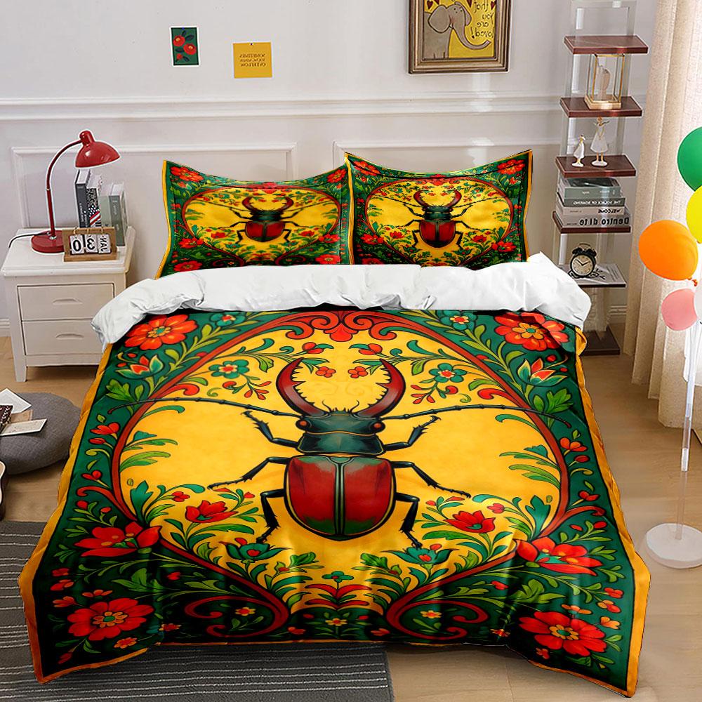 

Stag beetle with flowers. Bedding sets Duvet cover sets Duvet covers Pillowcases(1 * Duvet Cover 2 * Pillowcases, without duvet insert) 135x200cm