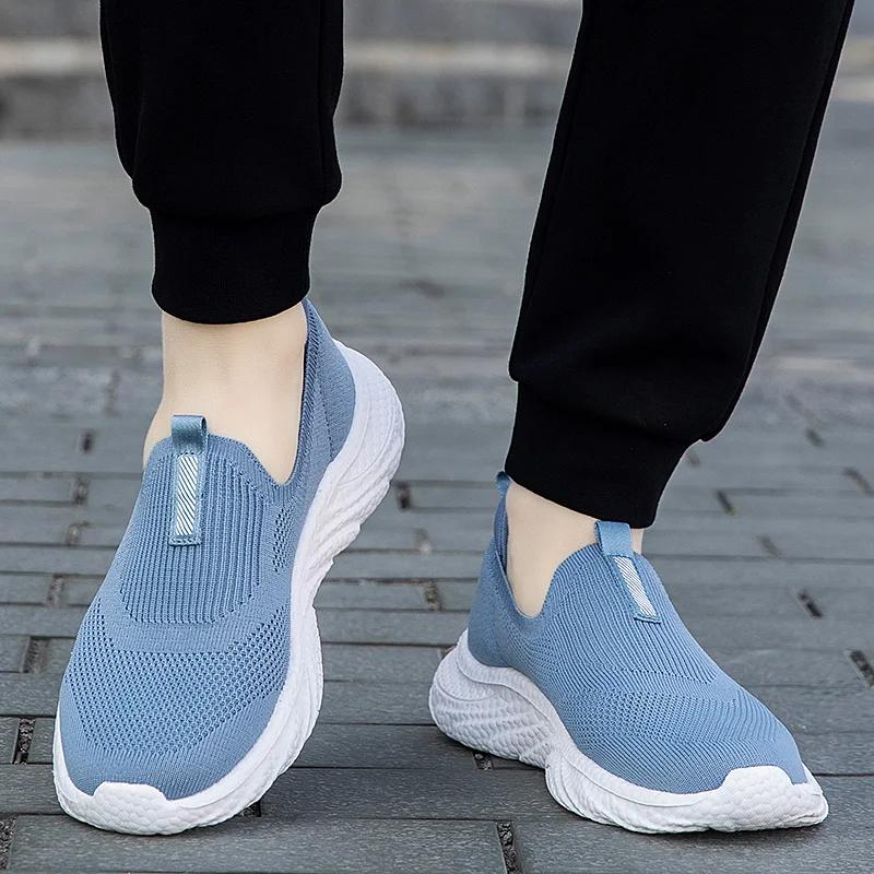 BKQU  Men Slip On Sneaker Casual Loafers Shoes Walking Trainers Women Socks Breathable Lightweight Flats Fitness Driving