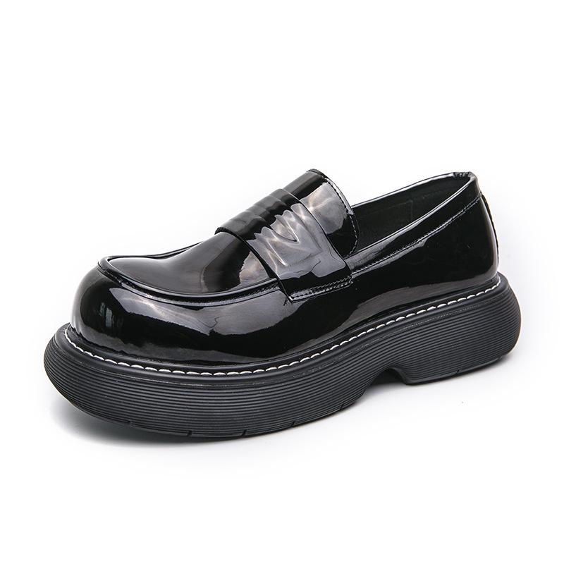 Men's Spring/Autumn 2025 Chunky Thick Sole Leather Loafers - Formal Big Head Style