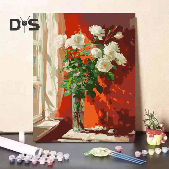 1 Set Kit Pittura a Olio Fai da Te per Adulti con Cavalletto in Legno Kit Dipingi con i Numeri Fai da Te Kit Sviluppo Abilità Pratiche