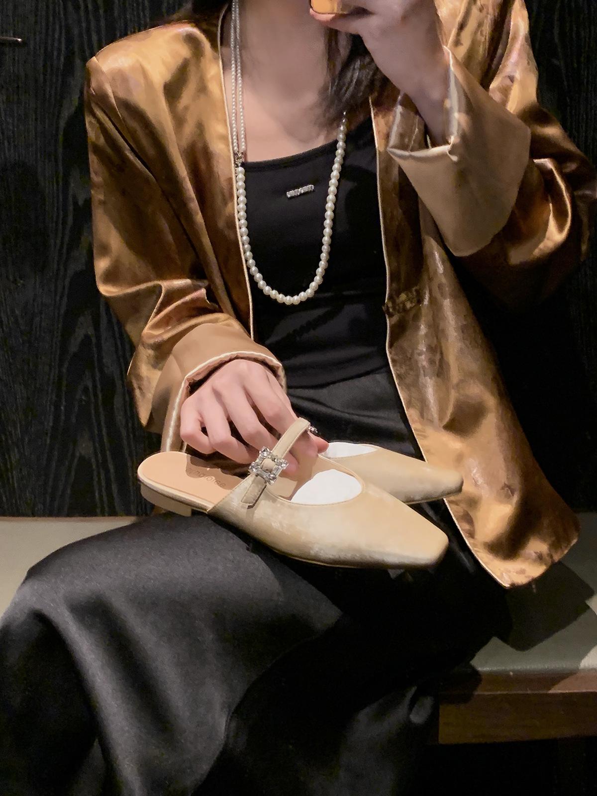 

Тапочки-полусапожки Muller Baotou с квадратной головкой и пряжкой на низком каблуке, женская верхняя одежда, Studiolee Grape Mom 40