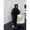Winter Fall Little Devil Sleepwear Thickened Padded Pajamas Solid Color Homewear Loose Oversized Hooded Dresses Couple Robe One-piece Sleepwear