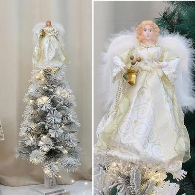 New 2025 Angel Christmas Tree Topper 30cm Navidad Angel Tree Top Star Decorations Wings DIY Xmas Tree Ornaments Yard Cafe Home