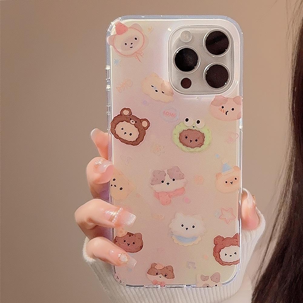 Double Layer IMD Phone Case Suitable for 14 Apple 15 Promax Cute Animal Full Screen Iphone13 Promax 16