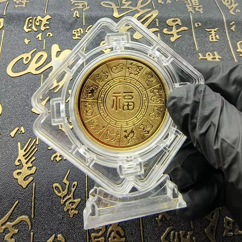'Metal Year Of The Horse Commemorative Medal Zodiac Horse Souvenir Coin Square Rotating Home Decoration Gift