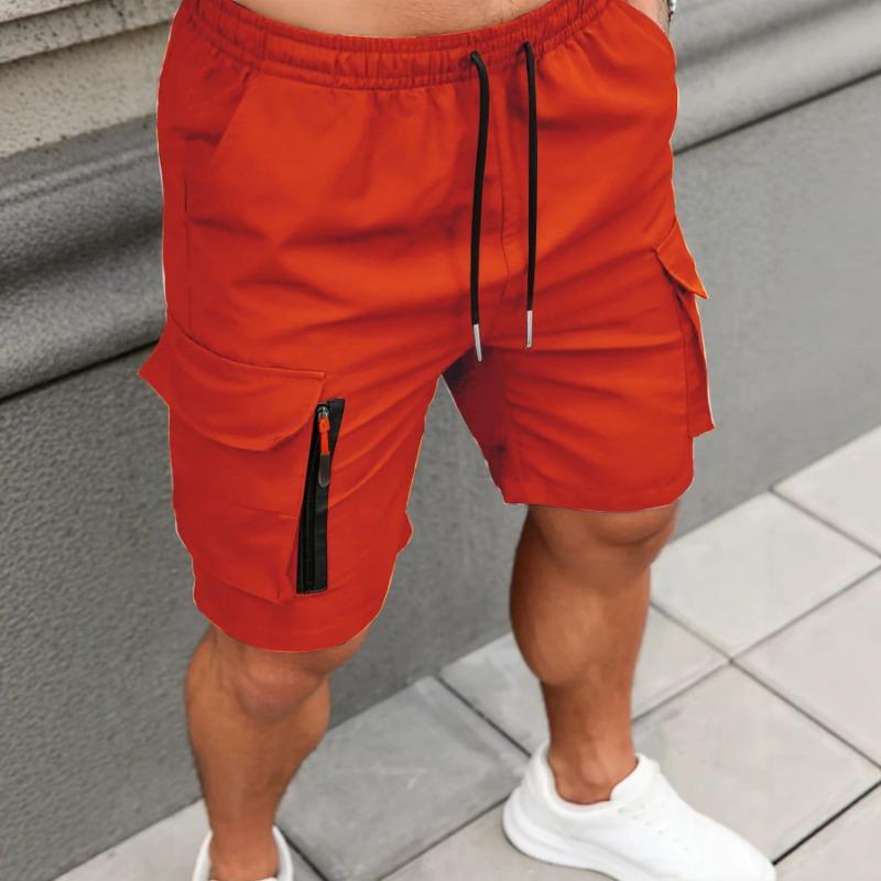 Men s Minimalist Aesthetic Solid Color Cargo Shorts S оранжевый