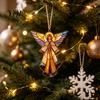 Tree Hanging Charms for Teachers Stained Glass Style Angel Ornament, 2D Acrylic Christmas Holiday Reunion Party Favors Decoration with Gold
